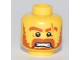 Part No: 3626pb0539  Name: Minifigure, Head Male Brown Beard, Brown Eyebrows, Scar Across Left Eyebrow, Open Angry Mouth, White Pupils Pattern