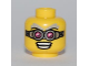 Part No: 3626pb0542  Name: Minifigure, Head Glasses, Pink and Silver, Gray Eyebrows, Open Mouth with Teeth Pattern