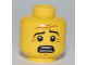 Part No: 3626pb0548  Name: Minifigure, Head Black Eyebrows, White Pupils, Wrinkles, Scared Look, Open Mouth with Teeth Pattern
