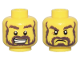 Part No: 3626pb0575  Name: Minifigure, Head Dual Sided Dark Brown Bushy Eyebrows, Moustache and Full Beard, Lopsided Open Mouth Smile with Teeth / Upper Eyelids and Angry Frown Pattern