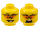 Part No: 3626pb0583  Name: Minifigure, Head Dual Sided Black Eyebrows, Sunglasses with Single Orange Lens and Nose Piece, Medium Nougat Chin Dimple, Open Mouth Smile with Teeth / Angry Yell with Top Teeth and Red Tongue Pattern