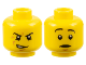 Part No: 3626pb0584  Name: Minifigure, Head Dual Sided Black Eyebrows, Medium Nougat Chin Dimple, Lower Eyelids and Lopsided Open Mouth Scowl with Teeth / Surprised Pattern