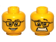 Part No: 3626pb0585  Name: Minifigure, Head Dual Sided Black Eyebrows and Glasses, Medium Nougat Chin Dimple, Open Mouth Smile with Teeth / Scared Pattern