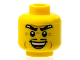 Part No: 3626pb0610  Name: Minifigure, Head Male Thick Eyebrows, Thin Black Moustache, Cheek Dimples, and Sinister Open Smile Pattern