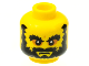 Part No: 3626pb0614  Name: Minifigure, Head Beard Black, Bushy Eyebrows, Angry Mouth, White Pupils Pattern