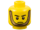 Part No: 3626pb0617  Name: Minifigure, Head Black Eyebrows, Gold Chain Chin Strap, Angry Frown Pattern