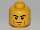 Part No: 3626pb0682  Name: Minifigure, Head Male Black Thick Eyebrows, Brown Cheek Lines, Determined Pattern