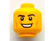 Part No: 3626pb0743  Name: Minifigure, Head Black Eyebrows, White Pupils, Cheek Lines, Sweat Beads, Open Smile with Teeth Pattern