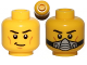 Part No: 3626pb0879  Name: Minifigure, Head Dual Sided Black Eyebrows, Cheek Lines, Smile / Silver Breathing Mask Pattern