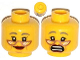 Part No: 3626pb1071  Name: Minifigure, Head Dual Sided Female Copper Glasses, Gray Eyebrows, Red Lips, Cheek Lines, Smile / Scared Pattern