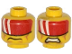 Part No: 3626pb1149  Name: Minifigure, Head Dual Sided Red Visor with 2 White Bands, Cheek Lines, Mouth Closed / Clenched Teeth Pattern