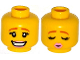 Part No: 3626pb1189  Name: Minifigure, Head Dual Sided Female Dark Orange Eyebrows, Eyelashes, Bright Pink Lips, Smile / Eyes Closed, Kissing Pattern