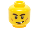 Part No: 3626pb1217  Name: Minifigure, Head Male Dark Brown Bushy Eyebrows, Cheek Lines and Lopsided Smile Pattern