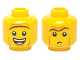 Part No: 3626pb1244  Name: Minifigure, Head Dual Sided Brown Unibrow, Cheek Lines, Open Mouth Smile / Small Frown Pattern (President Business)