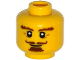 Part No: 3626pb1253  Name: Minifigure, Head Beard Brown, Goatee, Curly Moustache, Bushy Eyebrows, Thin Smile Pattern