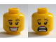 Part No: 3626pb1310  Name: Minifigure, Head Dual Sided Female Brown Eyebrows, Freckles, Eyelashes, Peach Lips, Smile with Teeth / Scared Open Mouth Pattern