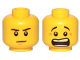 Part No: 3626pb1337  Name: Minifigure, Head Dual Sided Black Eyebrows, Stern with Nougat Chin Dimple / Scared Open Mouth with Teeth Parted Pattern