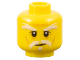 Part No: 3626pb1397  Name: Minifigure, Head White Bushy Eyebrows, Moustache and Soul Patch, Upper Eyelids, Medium Nougat Cheek Lines and Wrinkles, Slight Grin Pattern