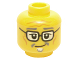 Part No: 3626pb1399  Name: Minifigure, Head Goatee, Dark Bluish Gray Eyebrows, Glasses, Crooked Smile, Cheek Lines and Forehead Wrinkles Pattern