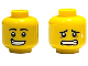 Part No: 3626pb1480  Name: Minifigure, Head Dual Sided Black Eyebrows, White Pupils, Smile with Teeth / Scared Pattern