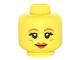 Part No: 3626pb1490  Name: Minifigure, Head Female Dark Orange Eyebrows, Round Cheek Lines and Red Lips Pattern