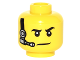 Part No: 3626pb1599  Name: Minifigure, Head Black Eyebrows, White Pupils, Black and Silver Headset Pattern