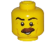 Part No: 3626pb1748  Name: Minifigure, Head Moustache Brown Bushy, Black Eyebrows, Cheek Lines, Smile, White Pupils Pattern
