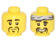 Part No: 3626pb1762  Name: Minifigure, Head Dual Sided Thick Black Eyebrows, Goatee, Cheek Lines, Crooked Smile / Gray Headband, Scared Pattern