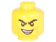 Part No: 3626pb1792  Name: Minifigure, Head Black Eyebrows Furrowed, Cheek and Smirk Lines, Lopsided Smirk with Teeth Pattern