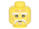 Part No: 3626pb1870  Name: Minifigure, Head White and Light Bluish Gray Bushy Eyebrows, Moustache and Soul Patch, Upper Eyelids, Nougat Cheek Lines, Chin Dimple, Forehead Creases and Wrinkles, Neutral with Squinting Eyes Pattern