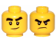 Part No: 3626pb1893  Name: Minifigure, Head Dual Sided Black Bushy Eyebrows, Smile / Angry Pattern (Cole)