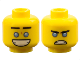 Part No: 3626pb1894  Name: Minifigure, Head Dual Sided Black Straight Eyebrows, Medium Blue Eyes, Large Open Mouth Smile with Teeth / Angry Scowl Pattern
