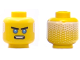 Part No: 3626pb1907  Name: Minifigure, Head Black Thick Eyebrows, Dark Azure Eyes, Open Mouth Scowl, White Hair on Back Pattern (Zane)
