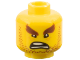 Part No: 3626pb1918  Name: Minifigure, Head Reddish Brown Bushy Eyebrows and Stubble, Wrinkles, Angry Open Mouth Scowl with Teeth Parted Pattern