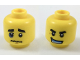 Part No: 3626pb1947  Name: Minifigure, Head Dual Sided Black Eyebrows, Wrinkled Mouth, Blue Black Eye / Confident Grin, Medium Blue Mouth Guard Pattern