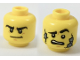 Part No: 3626pb1961  Name: Minifigure, Head Dual Sided Black Eyebrows, Determined / Scared with Stone Cracks Pattern