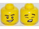 Part No: 3626pb1974  Name: Minifigure, Head Dual Sided Black Eyebrows, Wide Smile, Chin / Eyes Closed, Singing Pattern