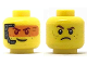 Part No: 3626pb2036  Name: Minifigure, Head Dual Sided Smile with Silver Headset and Orange Head-Up Display (HUD) / Frown Pattern