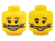 Part No: 3626pb2042  Name: Minifigure, Head Dual Sided Female Dark Brown Eyebrows, Freckles, Headgear Braces, Smile with Teeth / Raised Eyebrow Pattern