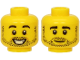 Part No: 3626pb2143  Name: Minifigure, Head Dual Sided Black Eyebrows and Full Beard Stubble, Open Mouth Smile with Teeth / Slight Grin Pattern