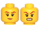 Part No: 3626pb2245  Name: Minifigure, Head Dual Sided Female Brown Eyebrows, Peach Lips, Smile / Angry Pattern (Skylor)