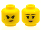Part No: 3626pb2249  Name: Minifigure, Head Dual Sided Female Black Eyebrows, Single Eyelashes, and Beauty Mark, Nougat Lips, Smirk with Dimple / Open Mouth Smile with Top Teeth Pattern
