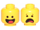 Part No: 3626pb2272  Name: Minifigure, Head Dual Sided Black Standard Eyes, Smile with Tongue / Scared Pattern (Benny)