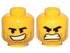 Part No: 3626pb2279  Name: Minifigure, Head Dual Sided Black Eyebrows, Stubble, Open Smile / Open Mouth Angry Pattern (Rex Dangervest)