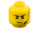 Part No: 3626pb2280  Name: Minifigure, Head Black Eyebrows and Headset, Medium Nougat Chin Dimple, Furrowed Brow, Angry Frown Pattern