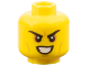 Part No: 3626pb2283  Name: Minifigure, Head Black Eyebrows, Nougat Eye Shadow, Medium Nougat Cheek Lines and Chin Dimple, Evil Open Mouth Smile with Teeth Pattern