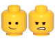 Part No: 3626pb2287  Name: Minifigure, Head Dual Sided Lopsided Smile / Angry Pattern (Emmet)