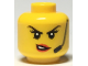 Part No: 3626pb2294  Name: Minifigure, Head Female Black Eyebrows, Headset, Red Lips with Open Mouth, Crooked Smile / Scowl Pattern