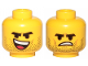 Part No: 3626pb2303  Name: Minifigure, Head Dual Sided Black Eyebrows, Stubble, Open Smile, Tongue / Angry Pattern (Rex Dangervest)