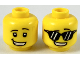 Part No: 3626pb2312  Name: Minifigure, Head Dual Sided Black Eyebrows Left Raised, Lopsided Smile, Black Eyes / Sunglasses Pattern
